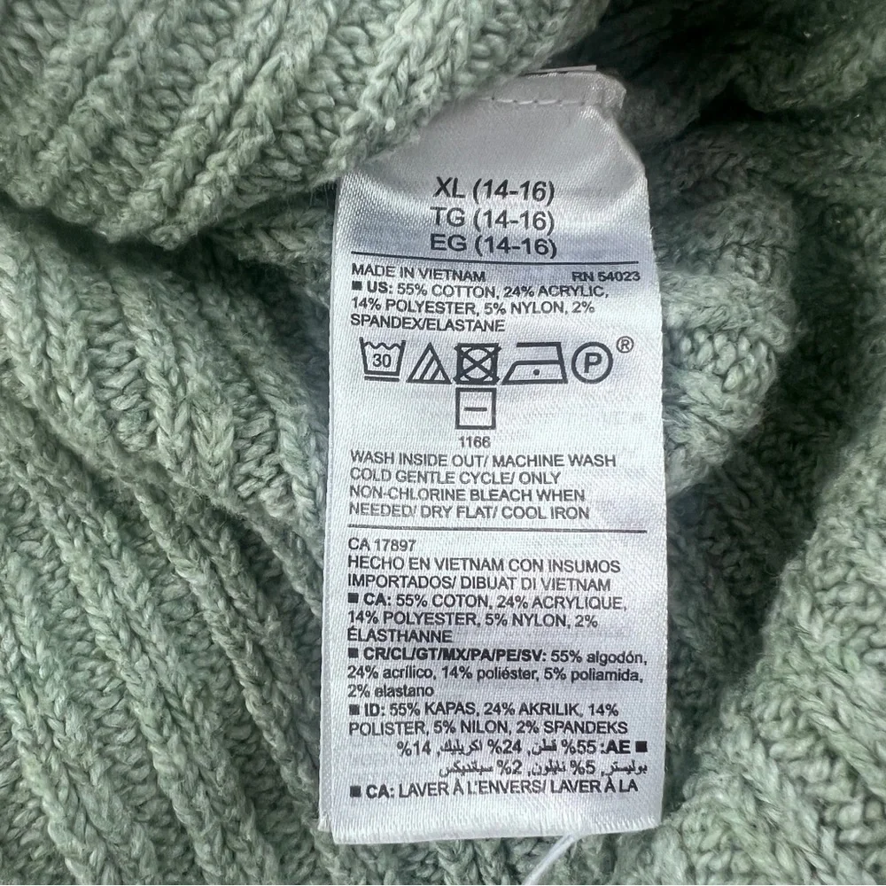 Green Mock Neck Knit Sweater